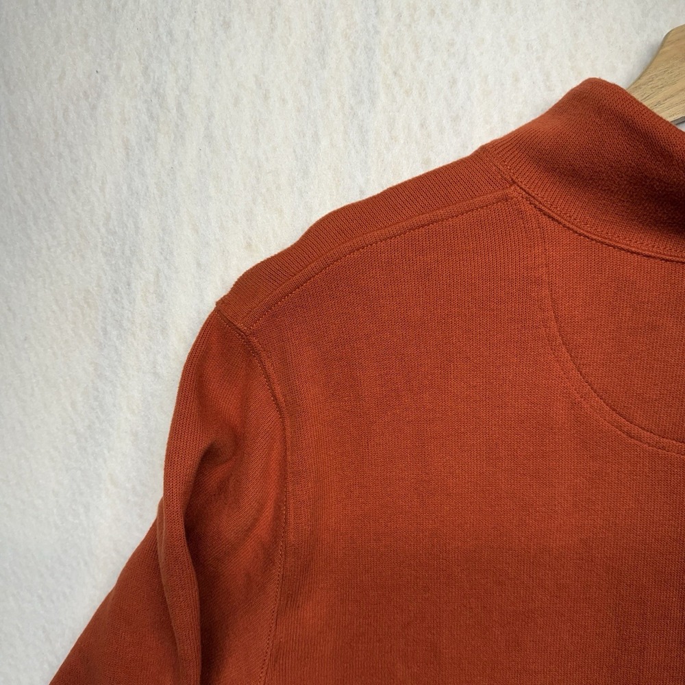 Lands End Mens Large Burnt Orange 100% Cotton Quarter Zip Pullover Sweater - Picture 11 of 14